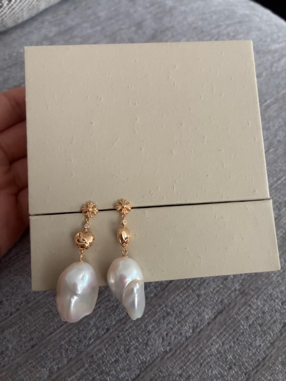 Floral Baroque Pearl Drop Earrings - Picture 5 of 5